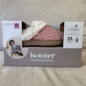 NWT Isotoner Women's Pink Slippers with Faux Fur size 6.5-7